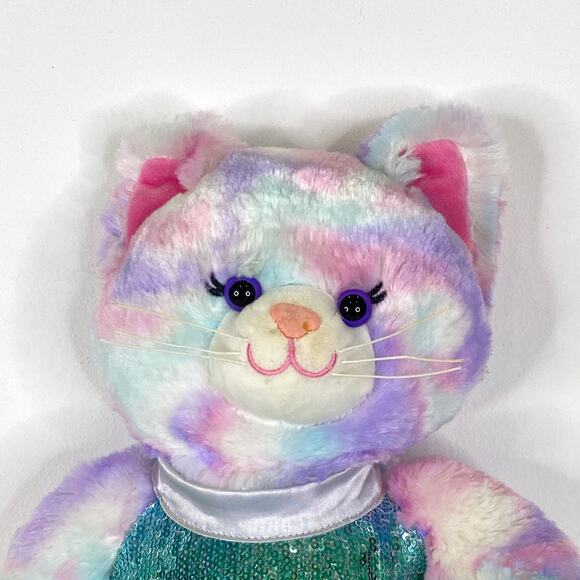 Build A Bear Pastel Swirl Kitty Blue Sequin Dress Music Trolls Wanna Have Fun - Picture 3 of 11